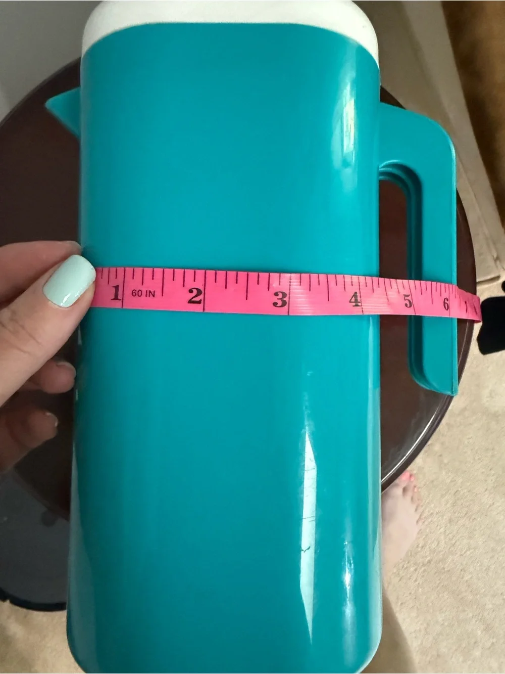 Vintage Lipton Iced Tea Pitcher Turquoise White Plastic Advertising Retro